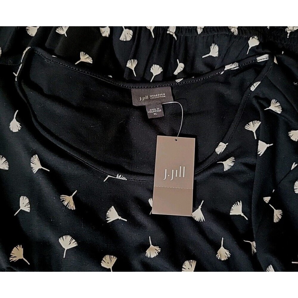 J Jill Wearever Collection XL Midi Dress New Blouson Dandelion Fluff Black White - Picture 5 of 11